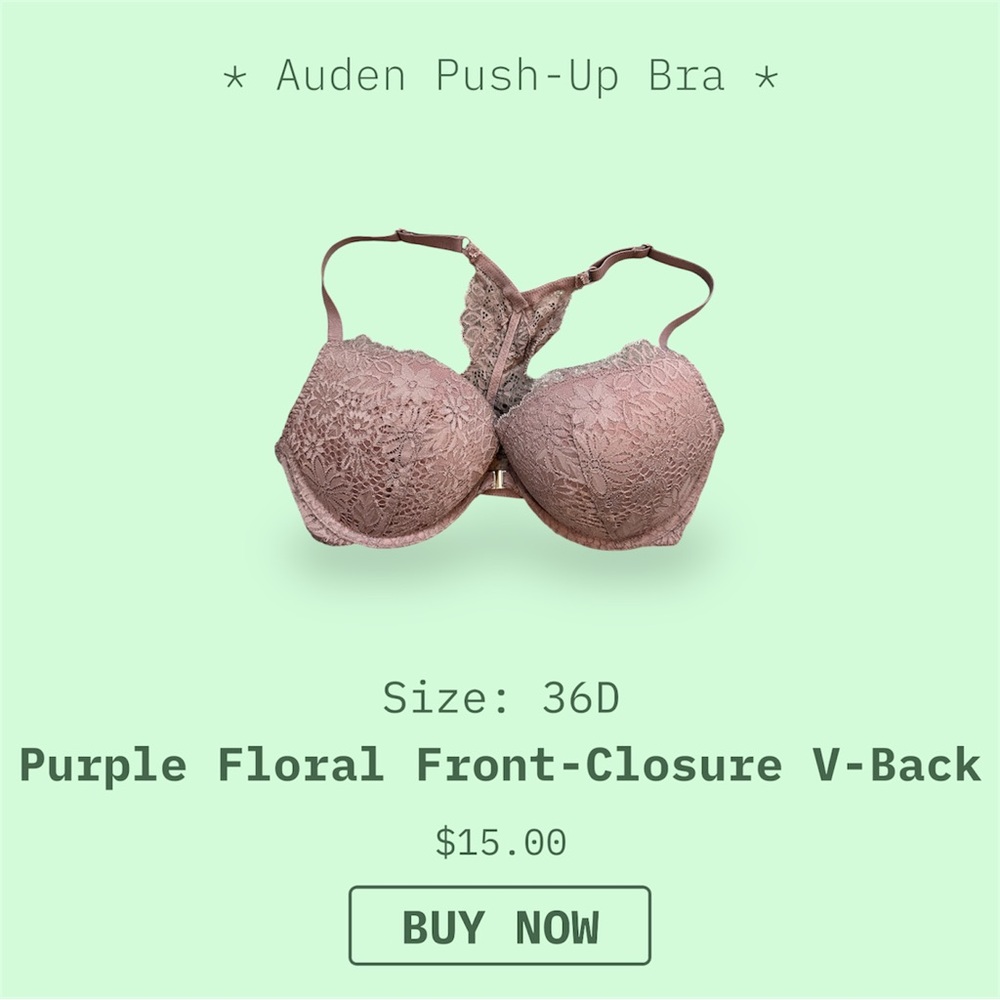 Auden Lavender Lace Push-Up Bra